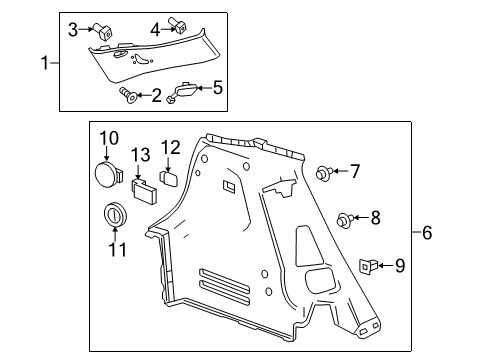 2022 Chevrolet Bolt EV Interior Trim - Quarter Panels Upper Quarter Trim Cap Diagram for 42482196