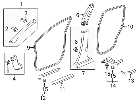 2013 Honda CR-V Interior Trim - Pillars, Rocker & Floor Garn L, FR*NH167L* Diagram for 84252-SWA-A01ZG