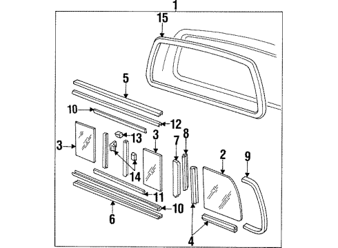 1994 Ford Ranger Back Glass Glass Assembly Diagram for F37Z-10422B30-A