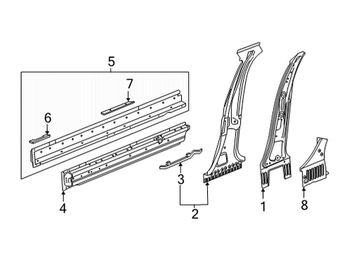 2022 Buick Envision Center Pillar & Rocker Rocker Reinforcement Baffle Diagram for 84736660