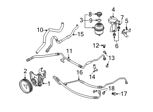 2004 BMW 525i P/S Pump & Hoses, Steering Gear & Linkage Suction Hose Diagram for 32416761486