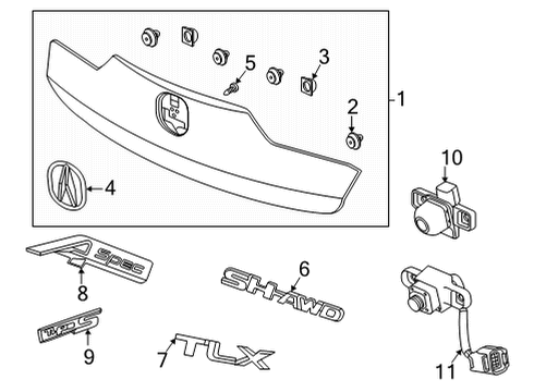 2022 Acura TLX Exterior Trim - Trunk Screw, Tapping (4X12) Diagram for 93913-142J0
