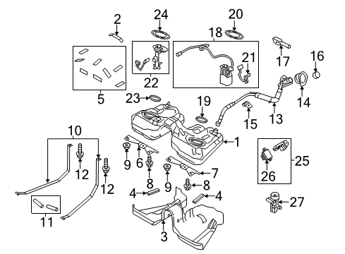 2011 Ford Mustang Fuel System Components Filler Pipe Diagram for AR3Z-9034-F