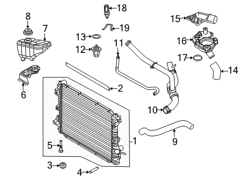 2010 Ford Mustang Radiator & Components By-Pass Hose Diagram for F77Z-8548-AF