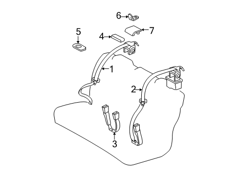 2012 Toyota Camry Seat Belt Latch Diagram for 73470-06121-A0
