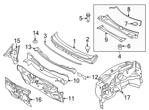 2011 Nissan Murano Cowl Extension-Cowl Top Diagram for 66315-1AA0A