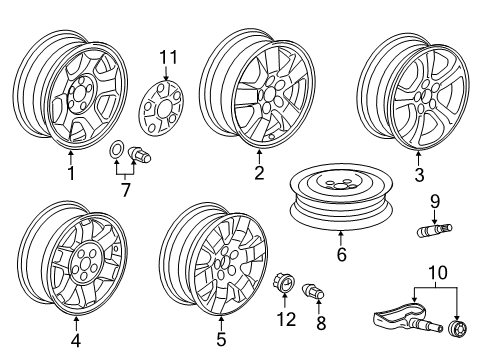 2015 Honda Pilot Wheels, Covers & Trim Disk, Aluminum Wheel (18X7 1/2J) (Tpms) Diagram for 42700-SZA-A71