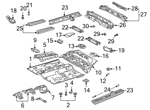 2005 Toyota Echo Pillars, Rocker & Floor - Floor & Rails Pan, Center Floor Diagram for 58211-52902