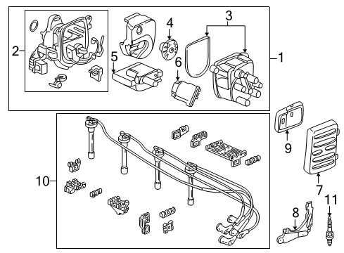 1995 Acura Integra Ignition System Distributor Assembly (Td-68U) (Tec) Diagram for 30100-P72-006