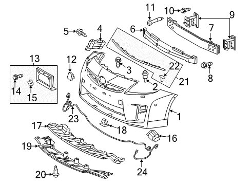 2013 Toyota Prius Plug-In Front Bumper Impact Bar Diagram for 52021-47032