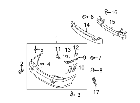 2004 Kia Rio Rear Bumper Screw-Tapping Diagram for 12493-06163