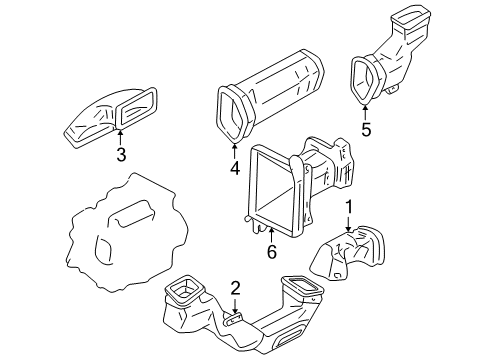 2001 Toyota 4Runner Ducts Heater Duct Diagram for 55846-35010