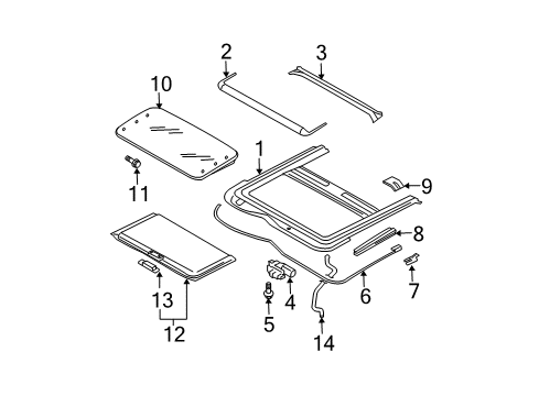 2006 Infiniti G35 Sunroof Screw Diagram for 91312-CA010