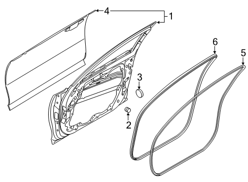 2018 Kia Stinger Front Door WEATHERSTRIP-Front Door Body Side Diagram for 82110J5000