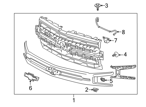 2019 Chevrolet Silverado 1500 Grille & Components Emblem Diagram for 23400420