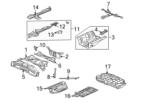 2014 Honda Insight Rear Body - Floor & Rails Cover Assy., R. FR. Floor (Lower) Diagram for 74650-TM8-A01