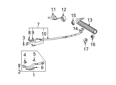 2005 Toyota RAV4 Exhaust Components Center Pipe Diagram for 17420-28380