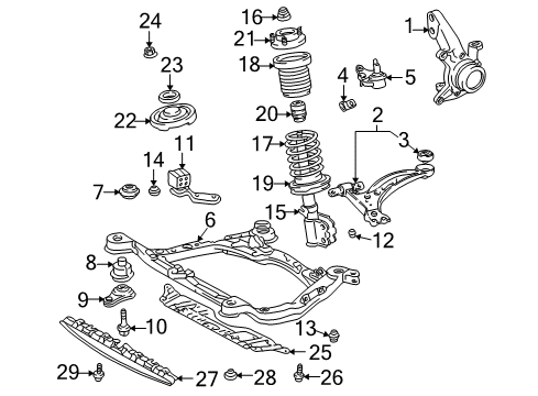 2000 Toyota Avalon Front Suspension Components, Lower Control Arm, Stabilizer Bar Strut Diagram for 48510-A9100