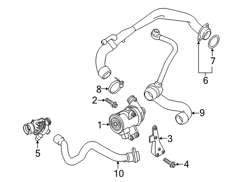 2017 BMW M2 Water Pump Feed Line Diagram for 11537649301