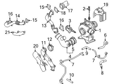2009 GMC Sierra 3500 HD Turbocharger Inlet Pipe Diagram for 98066019