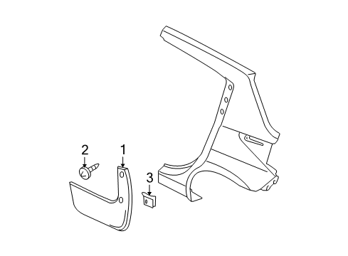 2012 Nissan Versa Exterior Trim - Quarter Panel Rear Mudguard Set, Right Diagram for 78812-ED900