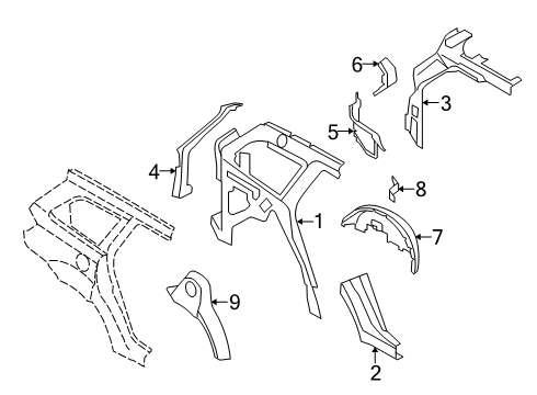 2020 Dodge Journey Inner Structure - Quarter Panel Panel-TAILLAMP Mounting Diagram for 5076944AC