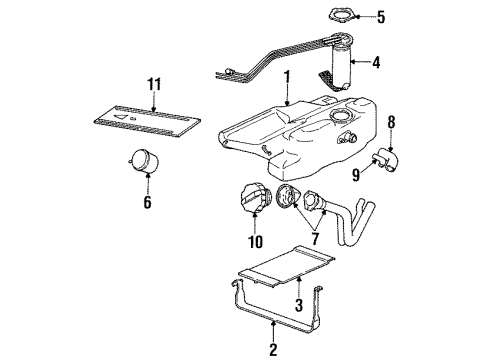 1995 Saturn SC1 Fuel Supply Pipe, Fuel Tank Fill And Vent Diagram for 21007672