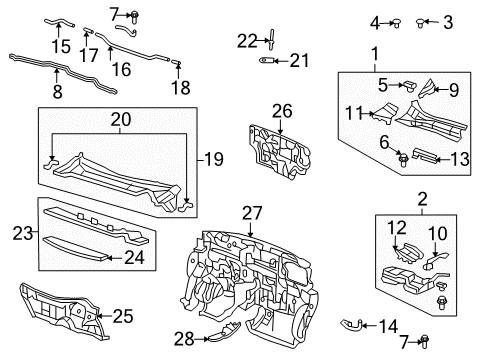 2010 Honda CR-V Cowl Insulator, Dashboard Extension(Upper) Diagram for 74252-SWA-D00