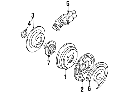 1992 Nissan NX Rear Brakes Rotor-Disc Brake, Rear Axle Diagram for 43206-54C01