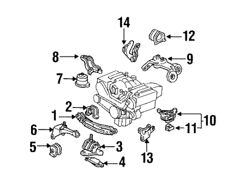 1995 Acura Legend Engine & Trans Mounting Bracket, Center Mounting Diagram for 50846-SP0-N11