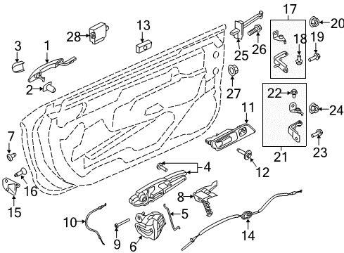 2019 Ford Mustang Door & Components Window Switch Diagram for FR3Z-14529-FE