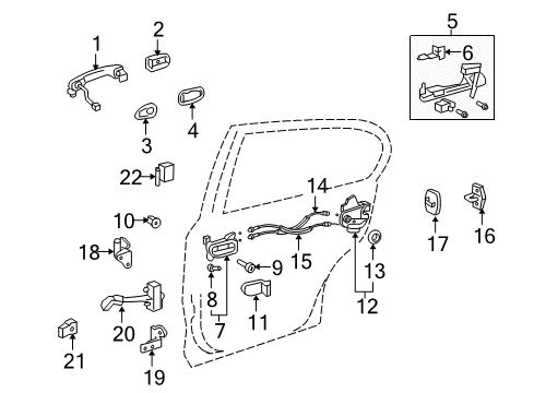 2007 Lexus GS450h Rear Door Cover, Rear Door Outside Handle Diagram for 69227-60020-A4