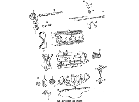1992 BMW 525i Engine Parts, Mounts, Cylinder Head & Valves, Camshaft & Timing, Oil Pan, Oil Pump, Crankshaft & Bearings, Pistons, Rings & Bearings Mahle Piston Diagram for 11251714807