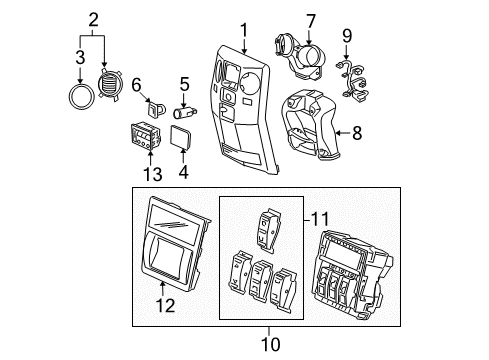 2009 Honda Pilot Auxiliary Heater & A/C Panel, RR. *B167L* (BALTIC BLUE) Diagram for 83460-SZA-A01ZA