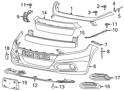 2014 Dodge Dart Front Bumper Panel-Close Out Diagram for 68191424AB