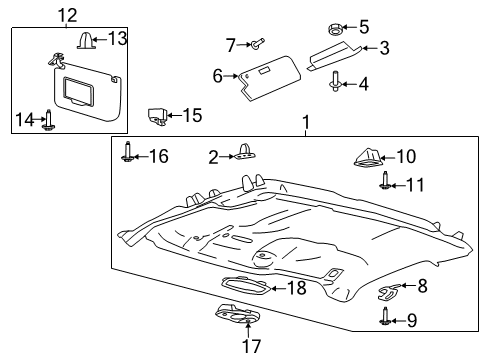 2019 Ford F-350 Super Duty Interior Trim - Cab Sunvisor Diagram for HC3Z-2504104-AA