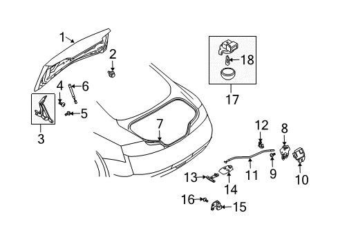 2003 Infiniti G35 Trunk Cover-Trunk Lid Lock Diagram for 84632-6P000