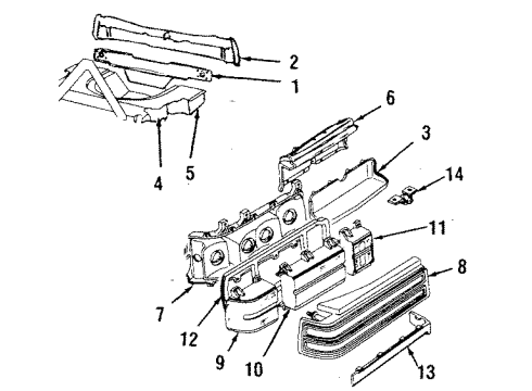 1985 Buick Skylark Tail Lamps, License Lamps, Rear Body Panel License Lamp Diagram for 16515822