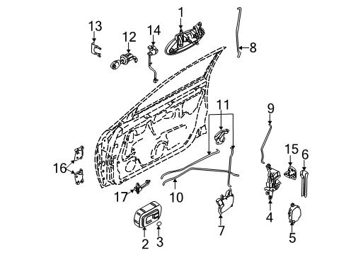 2004 Nissan Altima Front Door Front Door Outside Handle Assembly, Right Diagram for 80606-8J006