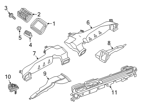 2020 Toyota GR Supra Instrument Panel - Ducts Inlet Duct Diagram for 87220-WAA01