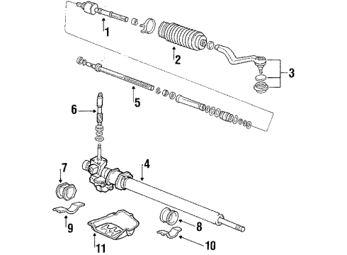 1989 Acura Legend P/S Pump & Hoses, Steering Gear & Linkage Rack, Steering (LH) Diagram for 53626-SD4-A61