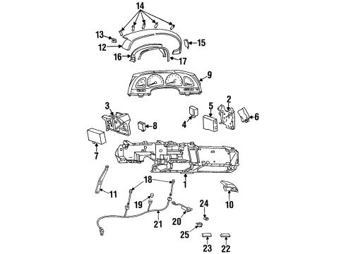 1999 Oldsmobile Aurora Instrument Panel Headlight Automatic Control Module Assembly Diagram for 25640703