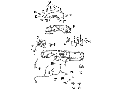 1997 Oldsmobile Aurora Instrument Panel Module Asm-P/S Control Diagram for 16240576