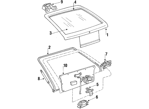 1987 Hyundai Excel Lift Gate Rear Wiper Arm Assembly Diagram for 98801-21500