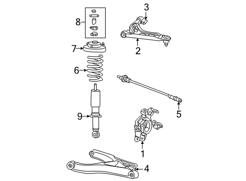2005 Mercury Mountaineer Rear Suspension Components, Lower Control Arm, Upper Control Arm, Ride Control, Stabilizer Bar Insulator Diagram for 2L2Z-18198-BA