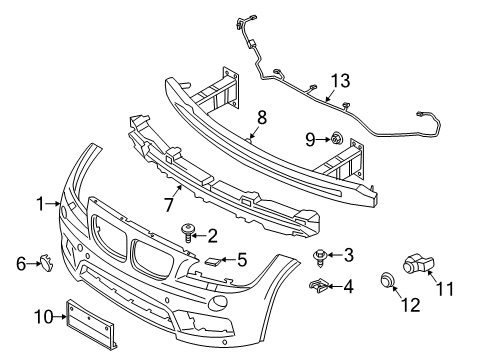 2013 BMW X1 Parking Aid Cover, Towing Eye, Front Primed Diagram for 51118049932
