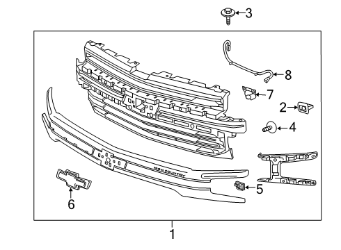 2020 Chevrolet Silverado 1500 Grille & Components Grille Diagram for 84699840