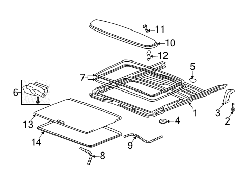 2008 Hummer H2 Sunroof Sunshade Diagram for 25810300