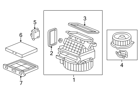 2011 Honda Ridgeline Blower Motor & Fan Motor Assembly, Fan Diagram for 79310-SJC-A03