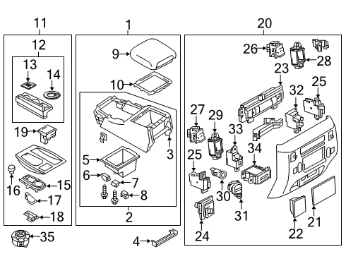 2020 Infiniti QX80 Heated Seats Box Assy-Console, Front Floor Diagram for 96910-6GW0C